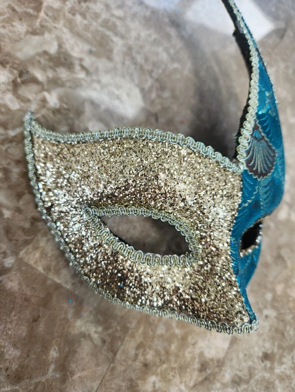 Elegant Blue and Gold Masquerade Mask